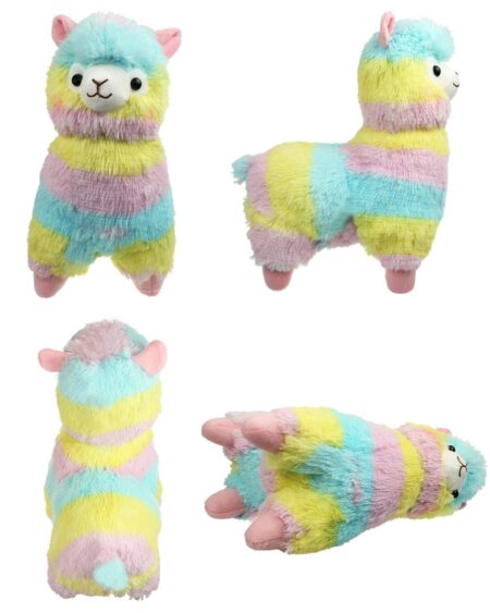 peluche lama kawaii, doudou alpage arc en ciel,