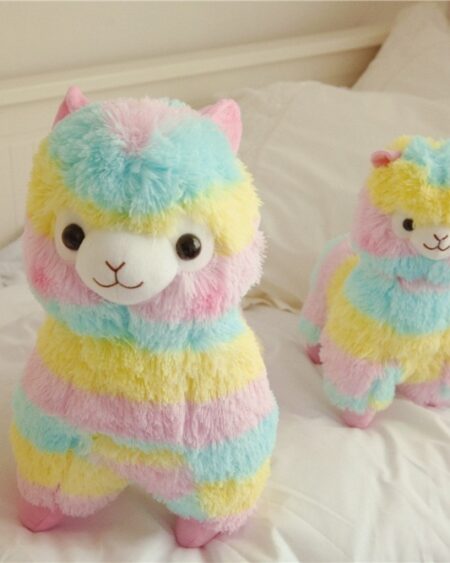 shineboutique, peluche lama arc en ciel, peluche douce multicolore pour enfant, peluche originale