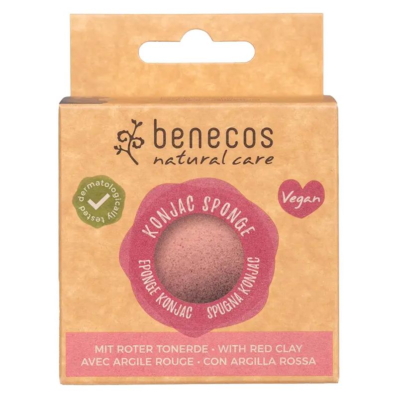 Benecos - Éponge Konjac - Argile Rouge - 100% Biodégradable