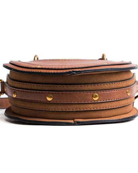 sac rond en bandoulière simili cuir, cuir vegan et clouté