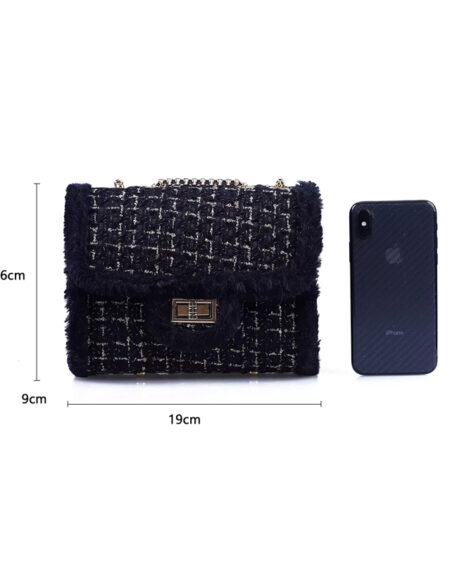 pochette bohème tweed noir faustine