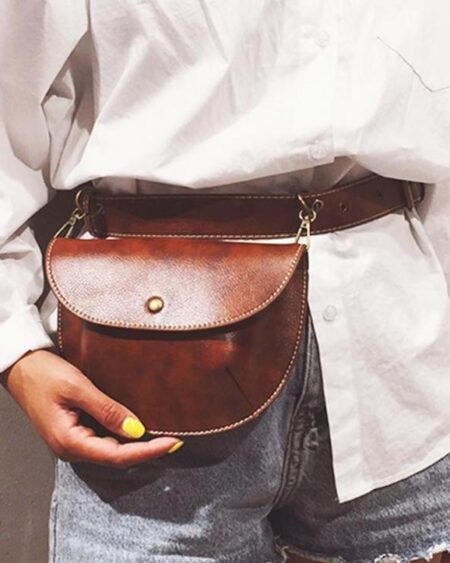 Sac Ceinture Cuir Vintage Marron