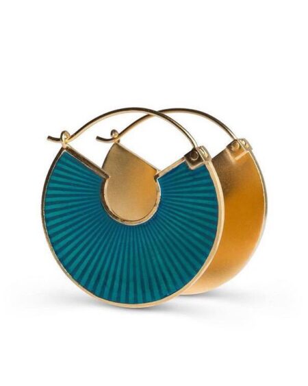 shineboutique, boucles d'oreilles créoles satine bleu