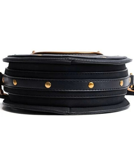 Petit sac rond en cuir vegan de couleur noir