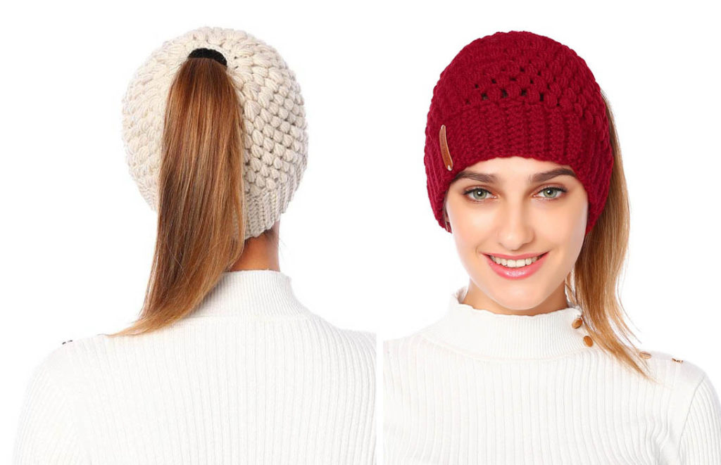 Bonnet Laine Queue de Cheval NEVADA Blanc - ShineBoutique