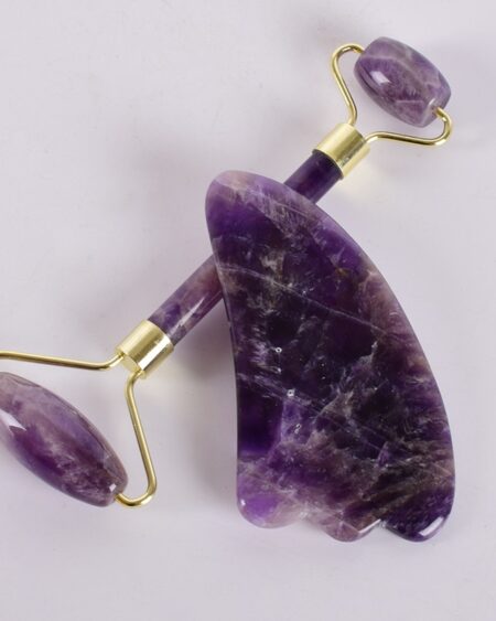 shine boutique, coffret massage facial améthyste, rouleau de jade, rouleau de massage visage et corps, rouleau de cristal, soin visage