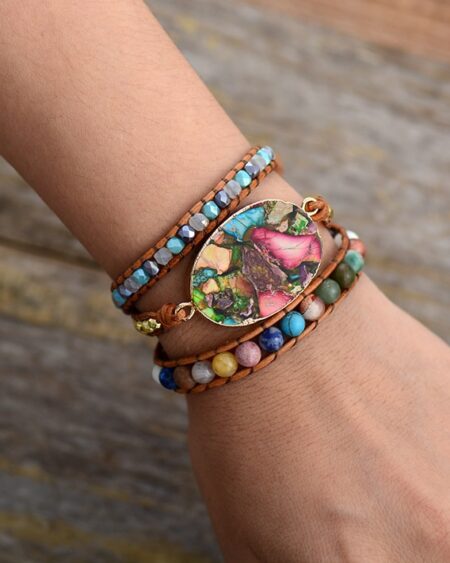 shineboutique, Bracelet Manchette Jaspe, bracelet pierre naturelle, bracelet bohème, bracelet shambala, bracelet perles
