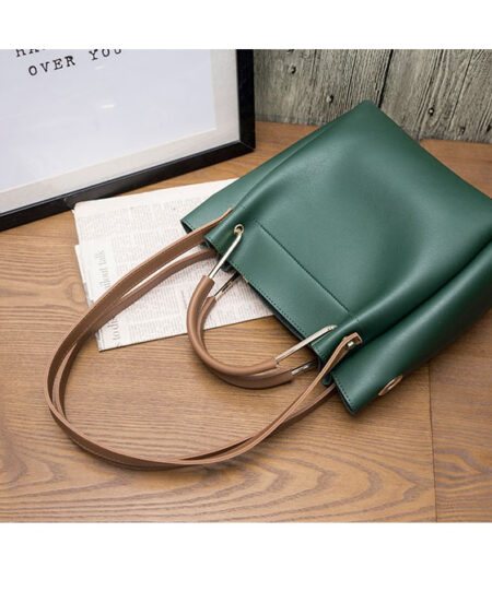 shine boutique, sac cabas cuir adriana vert, sac bandoulière femme