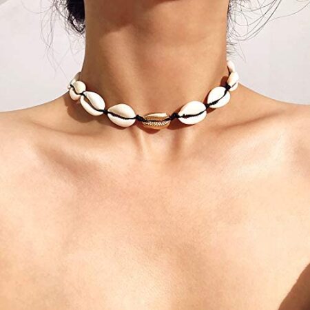 Collier Ras De Cou En Coquillages Blancs - Style Rétro, Petites Pierres Décoratives, Parfait Pour Un Look Naturel