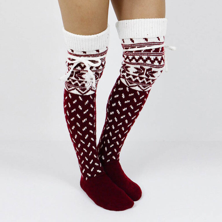 Chaussettes Hautes Femme Avec Nœud Et Cœur - Lot De 2 Paires - Pour Fête, Cosplay, Tenue Déguisement