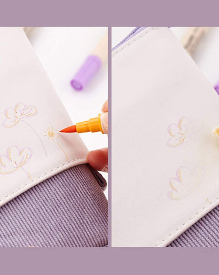 trousse pop up cuir violet