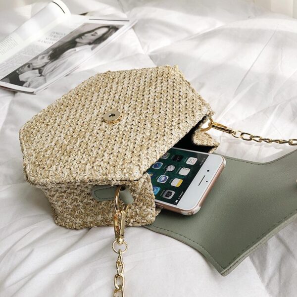 Sac à Main Capelli Straworld En Paille, Vert Citron Et Bleu Sarcelle Avec Fleurs Et Manche En Bois - Petit Modèle, Occasion