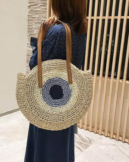 Sac Rond Paille Bohème beige KEYA, shineboutique