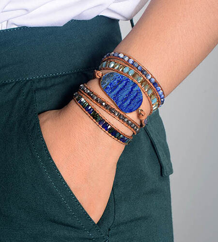 bracelet pierre wrap lapis lazuli
