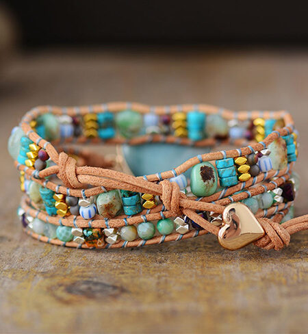 bracelet enroulé amazonite cœur