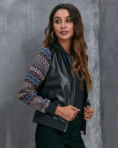 Bombers Cuir Noir Bohème