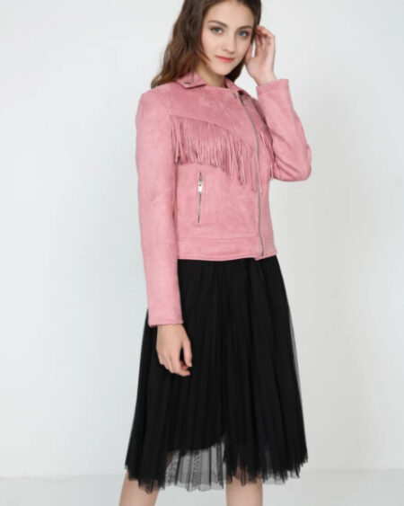 veste boho daim frange