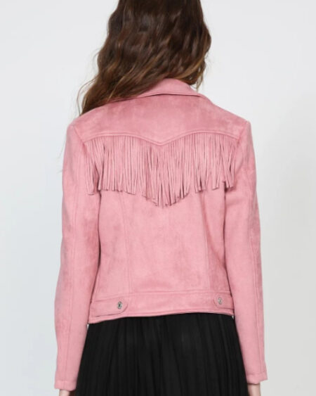 veste boho daim frange