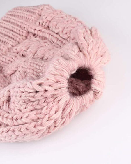 bonnet ponytail tricot rose