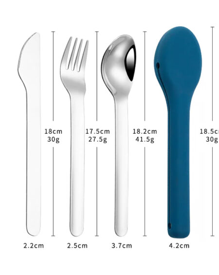 couverts réutilisables inox bleus