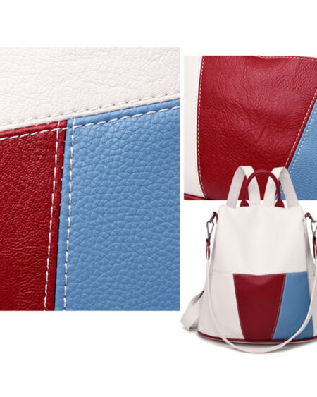 Sac à Dos Antivol Femme Cuir Tricolore - FRANCIA