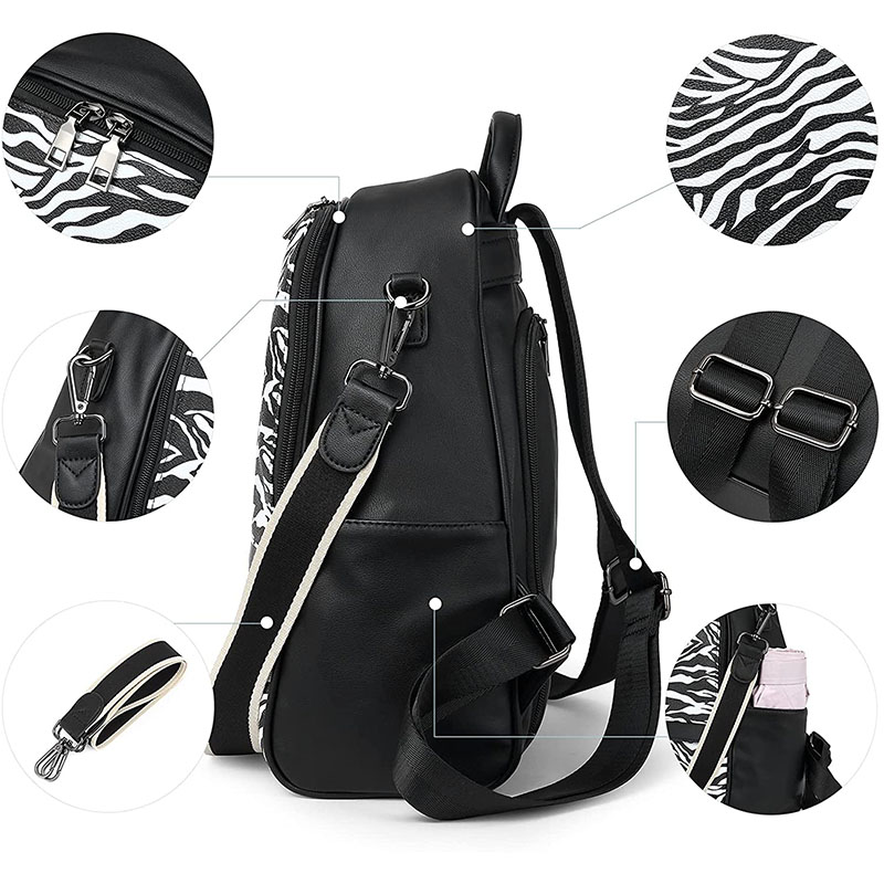 Sac à dos Antivol Femme Cuir Zèbre - MENCIA