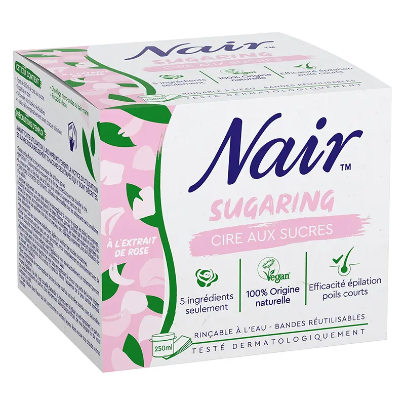 NAIR - Sugaring - Cire aux sucres à l'Extrait de Rose, 100% Origine Naturelle, 250 ml