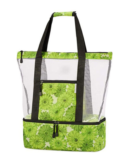 Sac Isotherme Plage Fleurs vert
