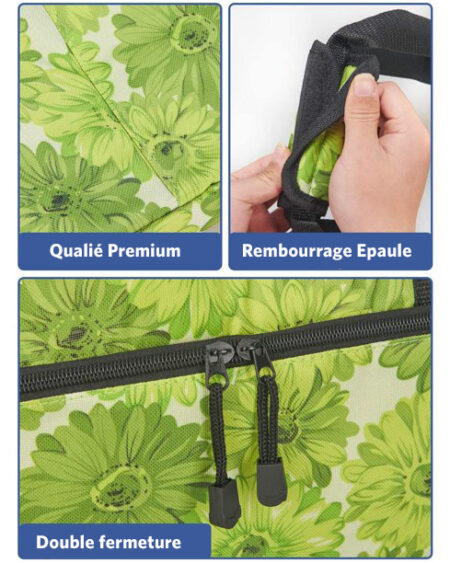 Sac Isotherme Plage Fleurs vert