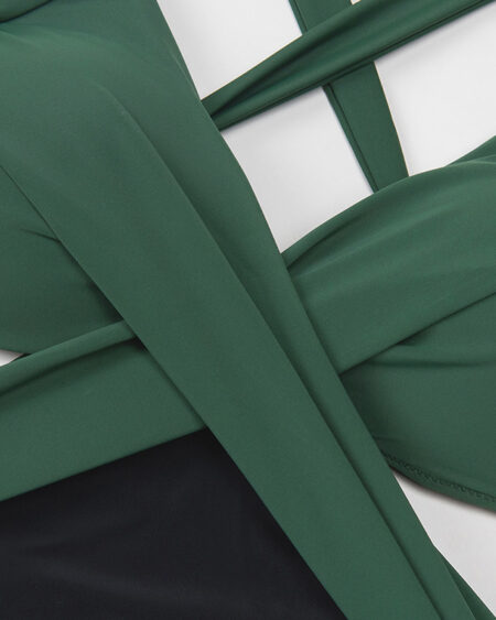 Maillot de Bain 1 Pièce Boho Noir et Vert - VAINA