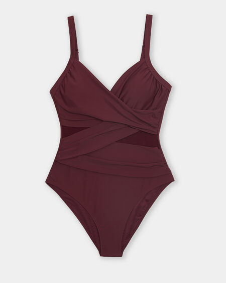 Maillot de Bain 1 Pièce Boho Gainant Bordeaux