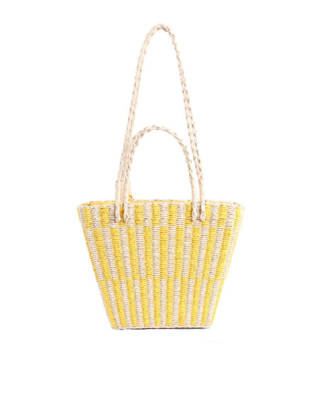 Sac Paille et Pompon Trapèze Jaune