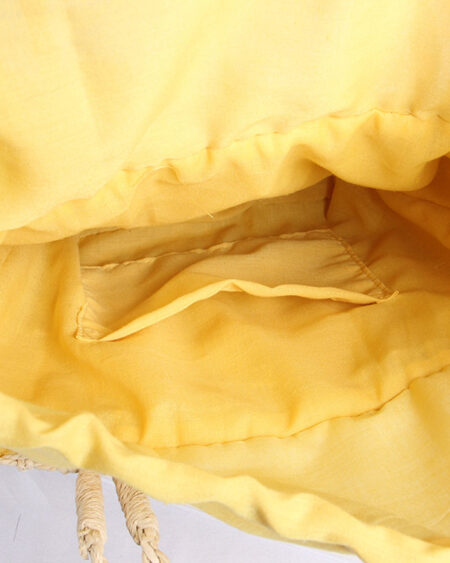 Sac Paille et Pompon Trapèze Jaune