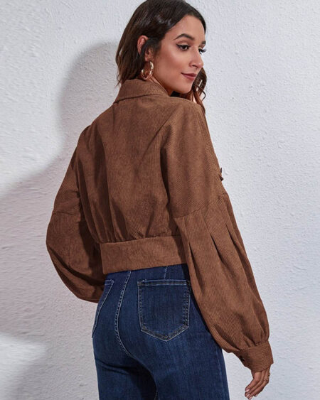 Veste en Velours Côtelé Femme Marron