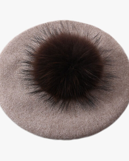 Béret Laine et Pompon Beige