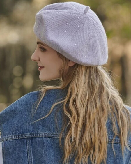 Béret Laine et Strass Parme