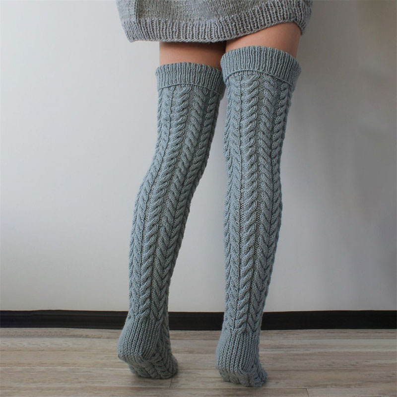 Chaussettes Montantes Femmes Et Filles - Tricotées épaisses - 7 Couleurs - Longueur 65 Cm