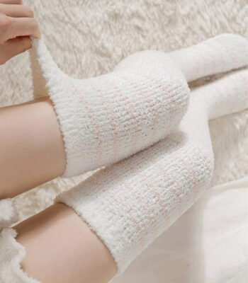 Chaussettes Hautes Rayées Pour Femmes - Lot De 12 Paires - Coton, Polyester, élasthanne - Taille Unique Extensible - Pour Quotidien, Cosplay, Déguisement
