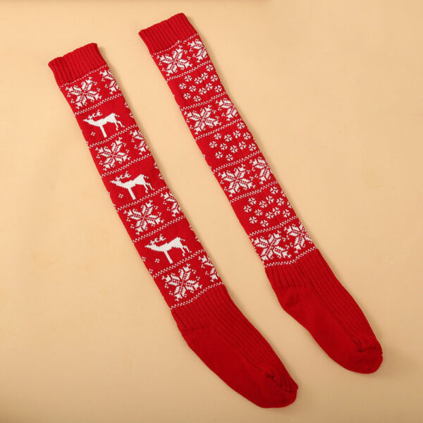 Chaussettes Montantes De Noël Pour Femme - Design Festif, Taille Unique élastique | Idéal Fête, Cosplay, Cadeau Rigolo