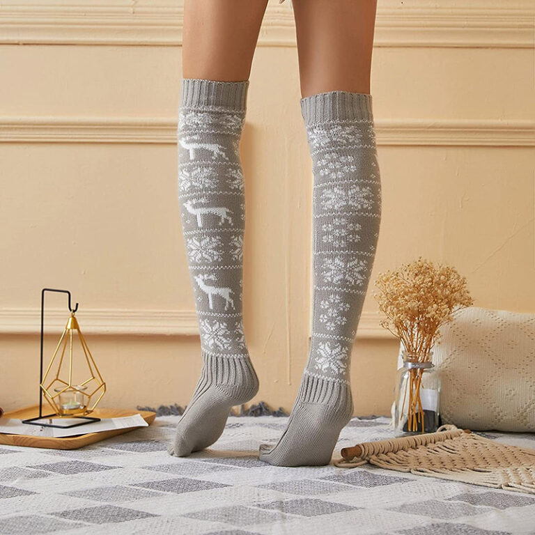 2 Paires De Chaussettes Montantes De Noël Femme – Motif Festif – Taille Unique Extensible – Pour Fêtes Et Cosplay - 7