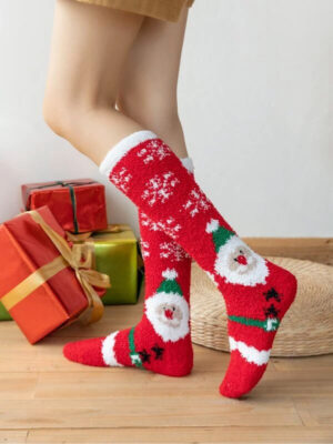 Chaussettes Noël Femmes - Chaussettes Pilou Imprimées Motifs Festifs - Taille 37-42 - Chaudes