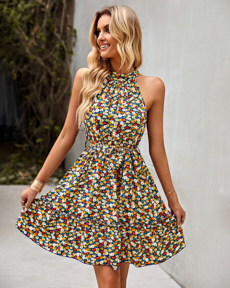 Robe Bohème Ras du Cou Fleurs