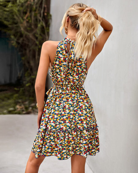 Robe Bohème Ras du Cou Fleurs