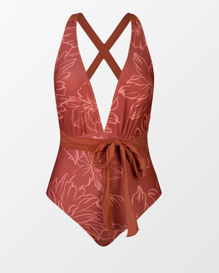 Maillot de Bain Bohème 1 Pièce Lacet Terracotta