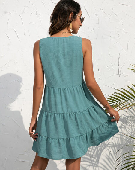 Robe Bohème Boutonnée sans Manches