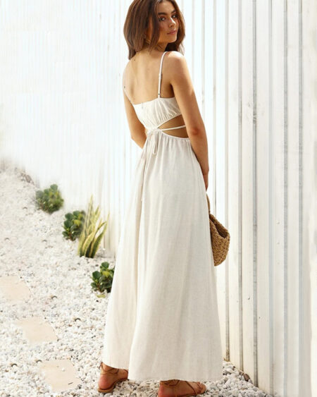 robe bohème longue écrue