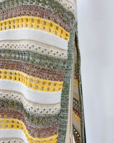 Robe Crochet Courte Rayée Bohème - Verte