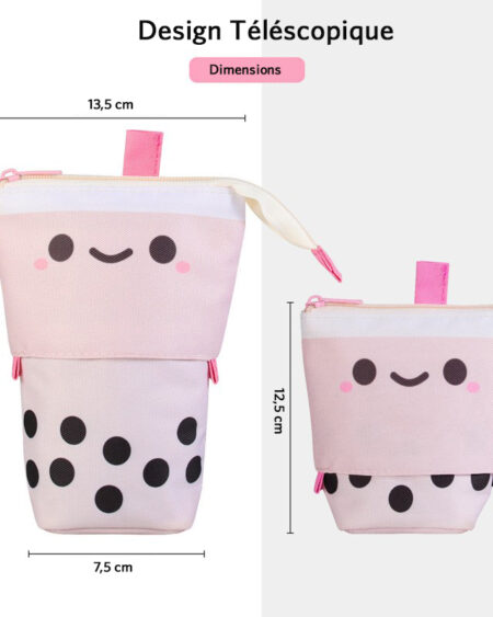 trousse rétractable bubble tea rose
