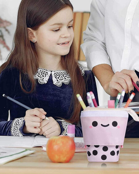 trousse rétractable bubble tea rose