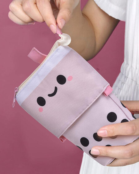 trousse rétractable bubble tea rose